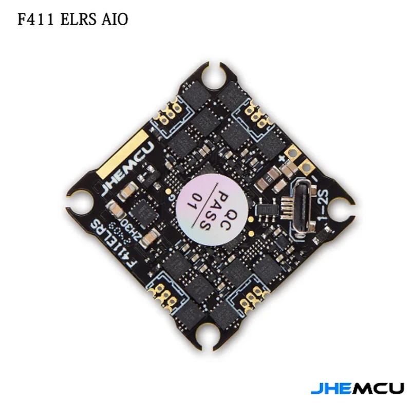 JHEMCU F411ELRS AIO Flight Controller ICM42688-P OSD BLHELI_S 1-2S 12A 4in1 ESC ELRS 2.4G M3,25.5X25.5mm for RC FPV Drone