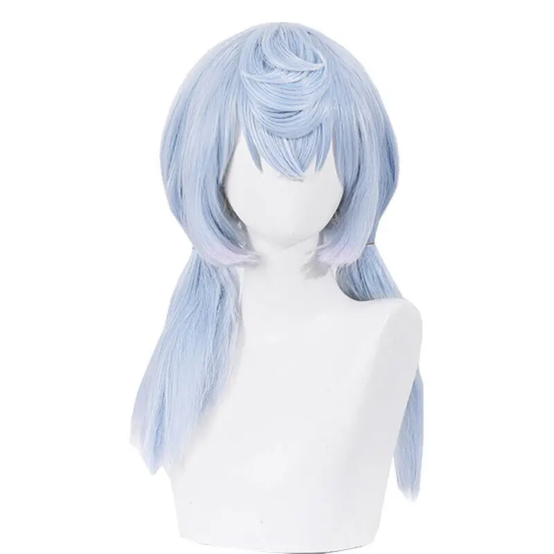 Genshin Impact Fontaine Sigewinne Cosplay Wigs 42cm Long Blue Synthetic Hair