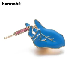 Hanreshe Medicine Brooch Badge Blue Gloves Syringe Doctor Nurse Chemistry Experiment Jewelry Lapel Enamel Pins Gift
