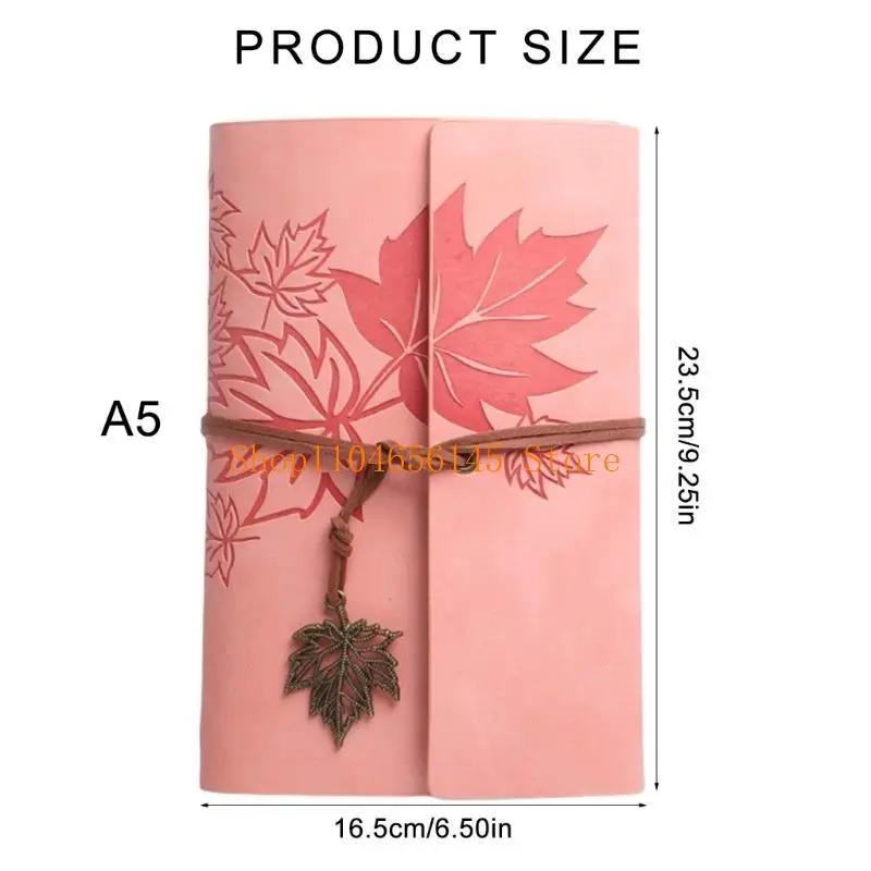 5asd Vintage Journal dziennik skórzany dziennik podróżny ze 160 niekontrolowanymi stronami i zawieszką w kształcie liścia dla