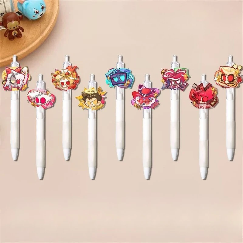 

9Pcs Cute Q Version Hazbin Hotel Alastor Gel Pen Smooth Quick-Drying 0.5mm Retractable Ballpoint Pen for Exam & Daily Use