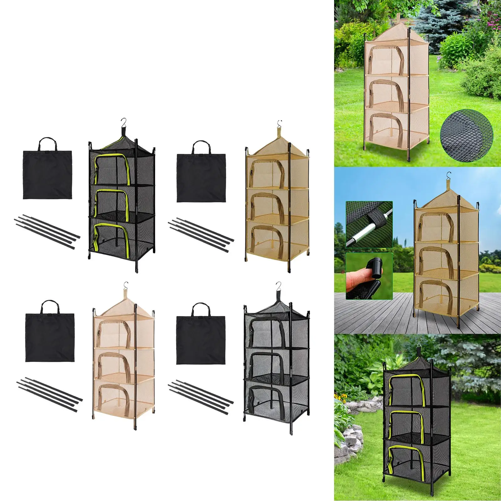 شماعة شبكية متعددة الأغراض مكونة من 4 طبقات قابلة للطي لتجفيف الملابس النباتية وخفيفة الوزن بشكل فعال