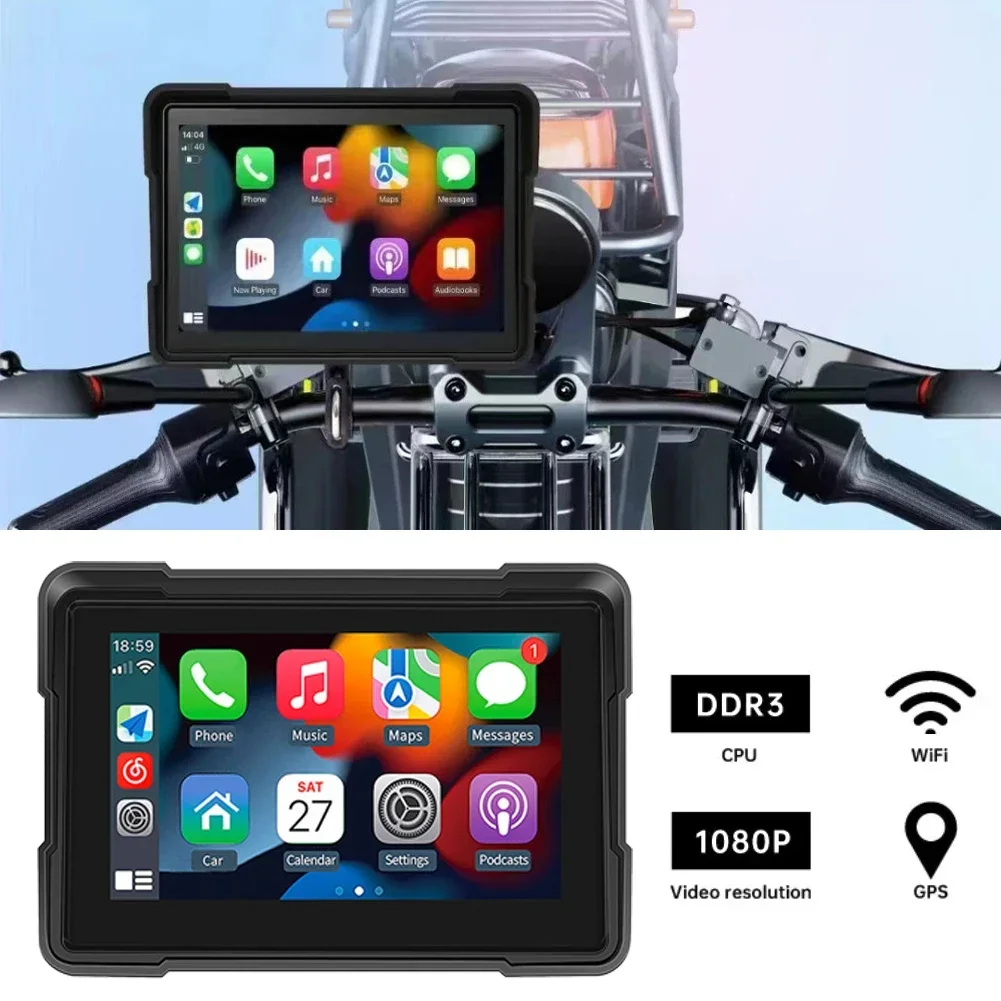 

5 Inch Wireless Wired Motorcycle CarPlay Android Auto Stereo Radio Bluetooth TF USB IP65 Waterproof Portable Motorbike Head