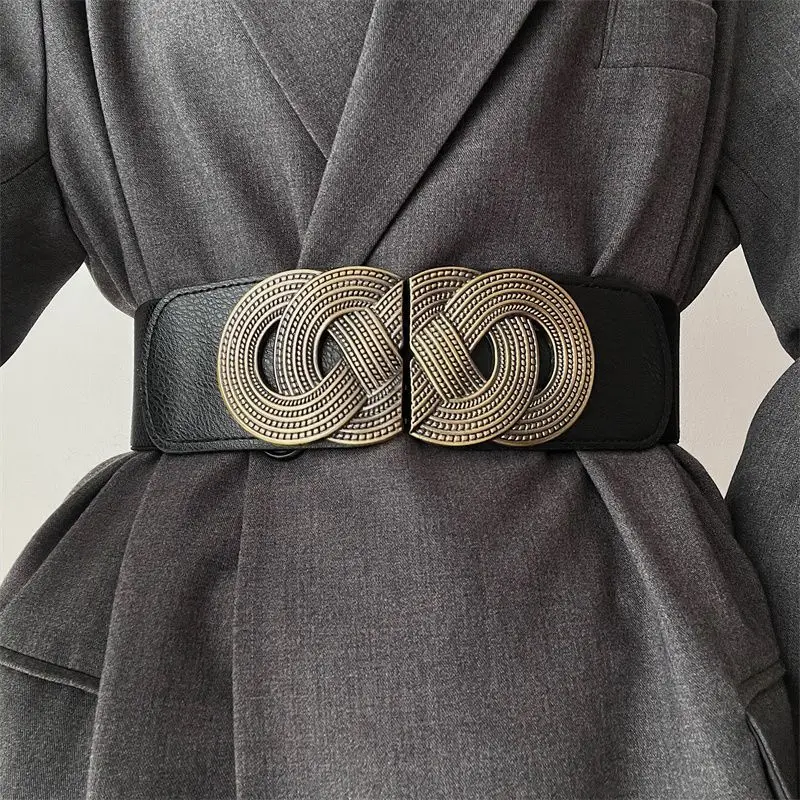 

European American elastic waistband women's waist seal waist cinching dress waist cinching skirt layer versatile skirt strap