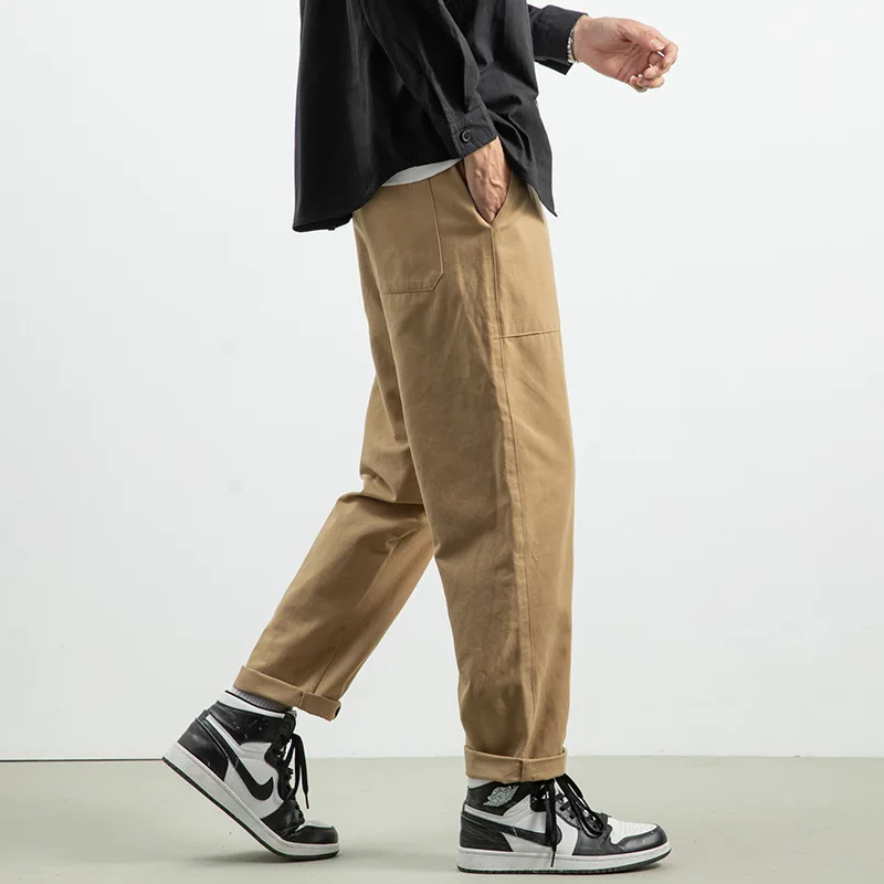 Mens Cargo Pants Classic Fit Pants Cotton Mens Work Pants Casual Elastic Waist Men Pants