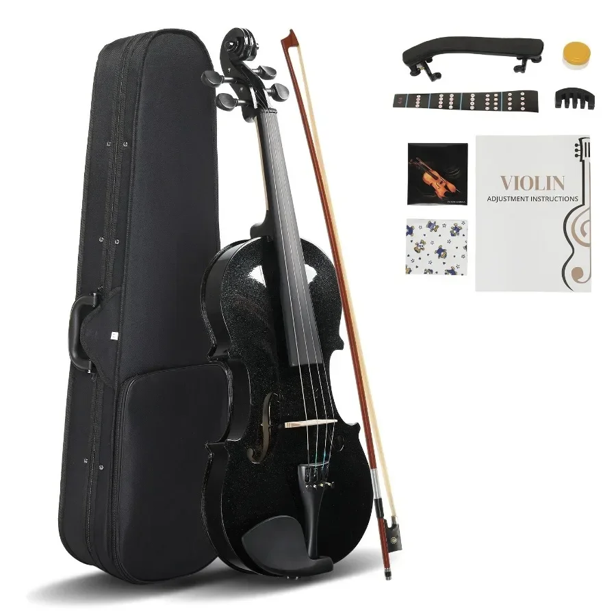 

[Do Not Sell on ]Full Size 4 4 Violin Set for Adults Beginners Students with Hard Case Violin Bow Shoulder Rest Rosin Extra Str