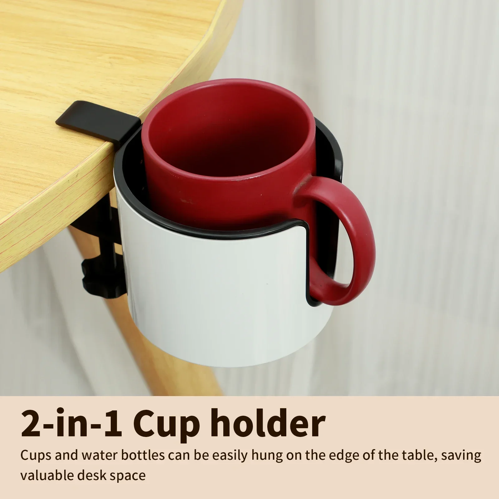 2 IN 1 Headphone Holder Nonslip Adjustable Desk Clamp Cup Rack for Coffee Mugs Water Cups Headphone Gaming Desk Accessories NEW