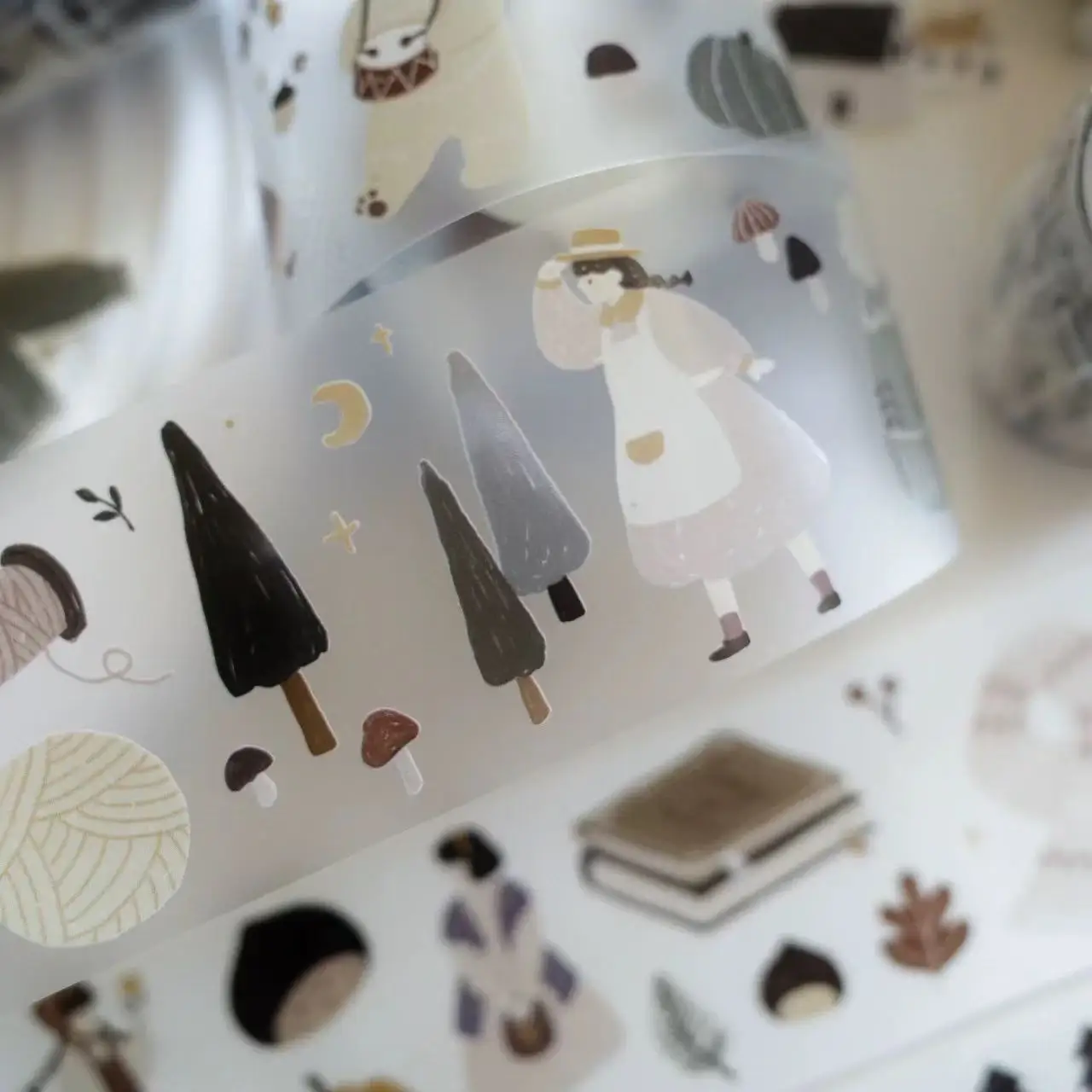 YiEr Studio Vintage Lovely Winter Blessings Girl Washi PET Tape Planner DIY Card Making Scrapbooking Plan Decorative Sticker