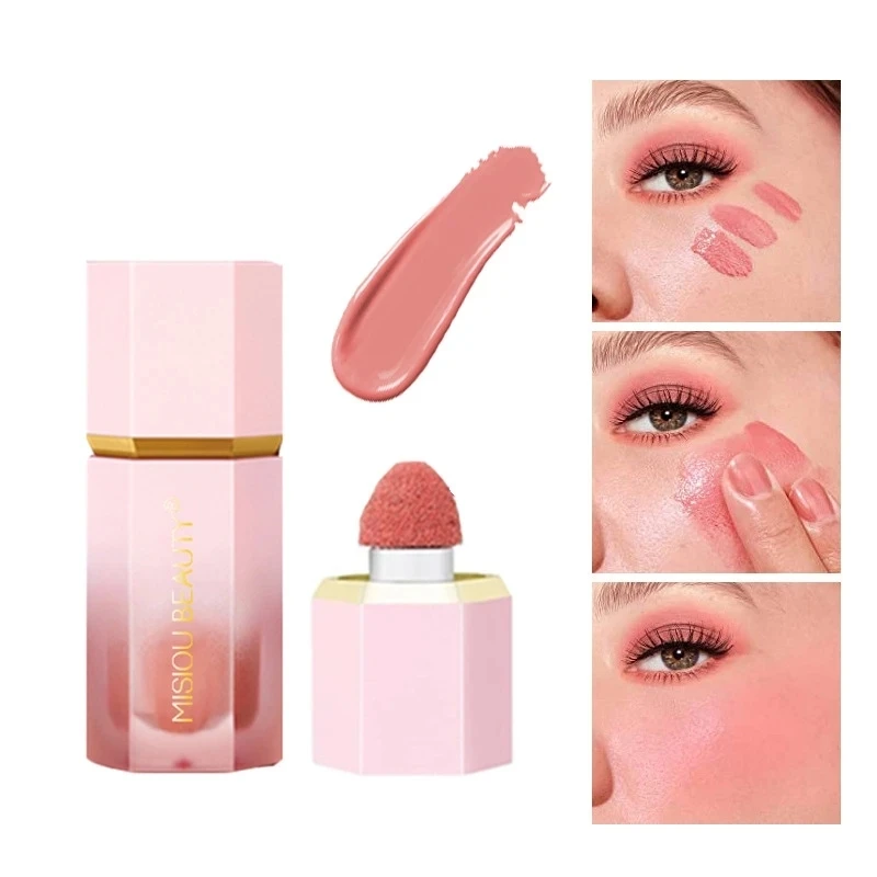 Pinceau à grosse tête pour blush liquide rose, base en élasthanne, maquillage multifonctionnel, nutrition du visage