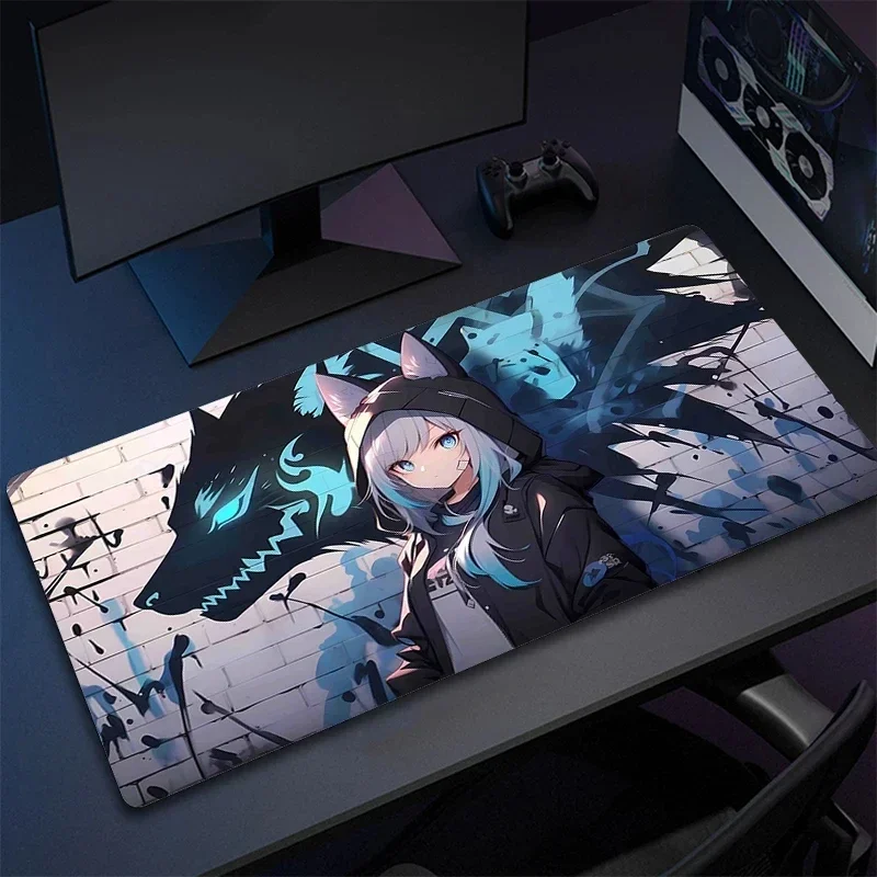 게이머 마우스패드 확장형 잠금 엣지 컴퓨터 마우스 매트 애니메이션 대형 게이밍 마우스 패드 게임용 고무 키보드 매트 미끄럼 방지 액세서리