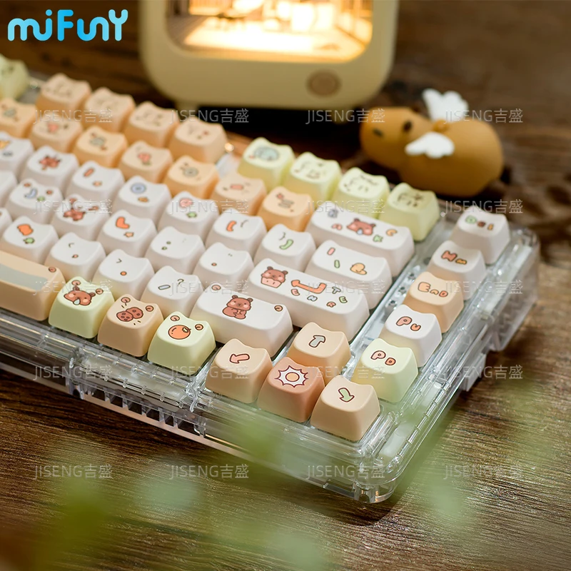 

Cute Capybara Keycap 134 Key Set PBT Customization MOA Keyboard Cap Gamer Mechanical Keyboards Accessories Gift 68/75/82/87/98