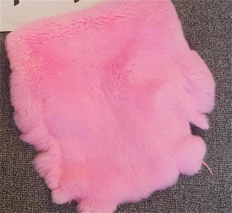 Dyed Animal Fur Rug Real Rex Rabbit Fur Skin Eco Tanned Rex Rabbit Pelt For Decoration DIY Materials