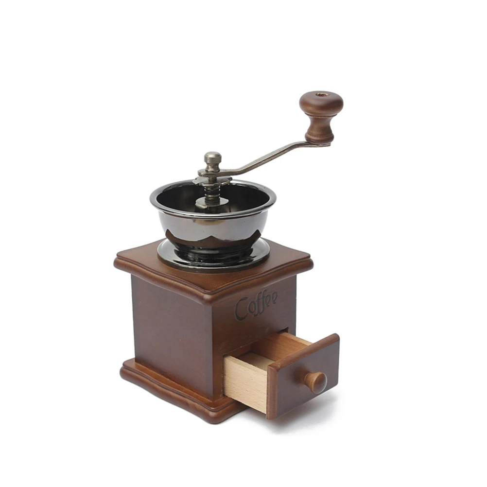 

Coffee Bean Manual Hand Wooden Burr Mill Classic Grain Machine Travel Home Use Kitchen Bar Wooden Burr Mill Tool
