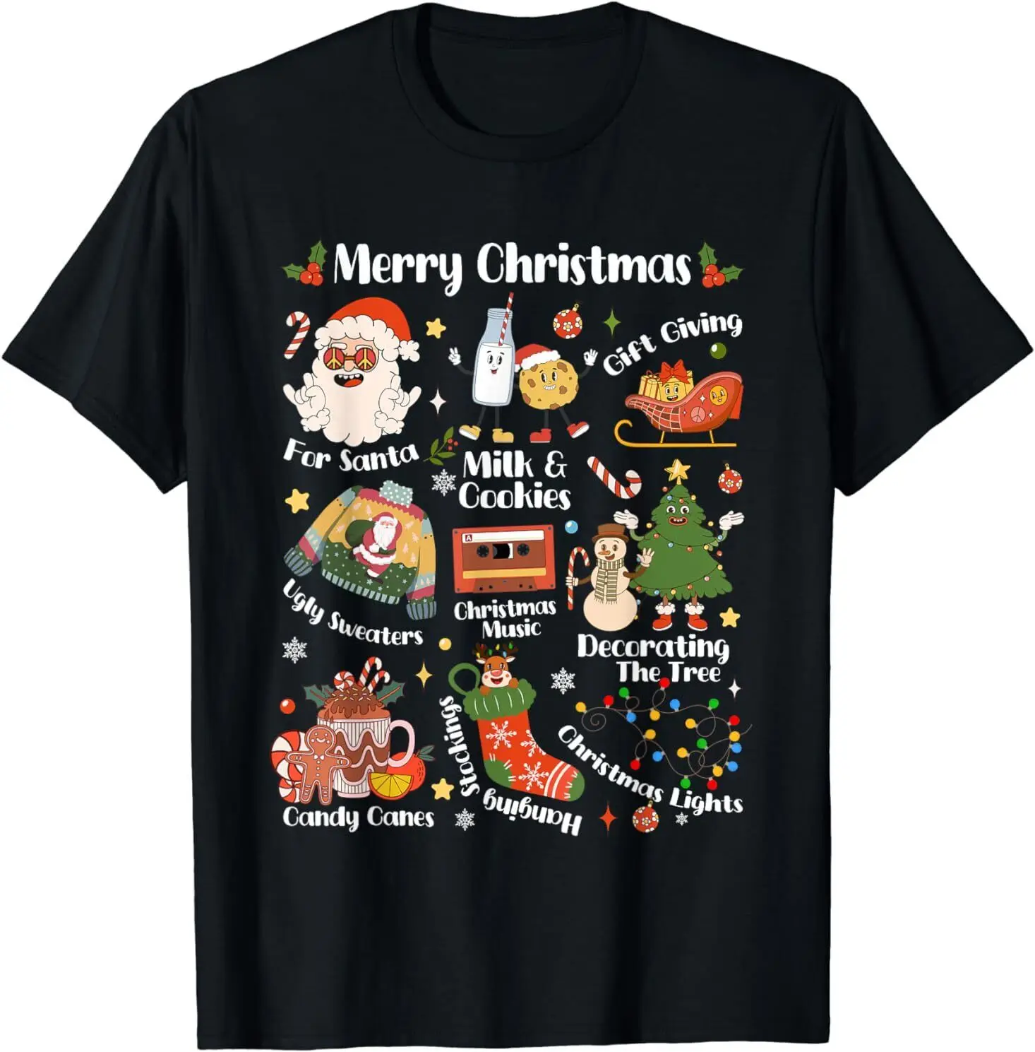NEW LIMITED Retro Merry Christmas Ugly Sweater Santa Xmas Tee T-Shirt Size S-3XL