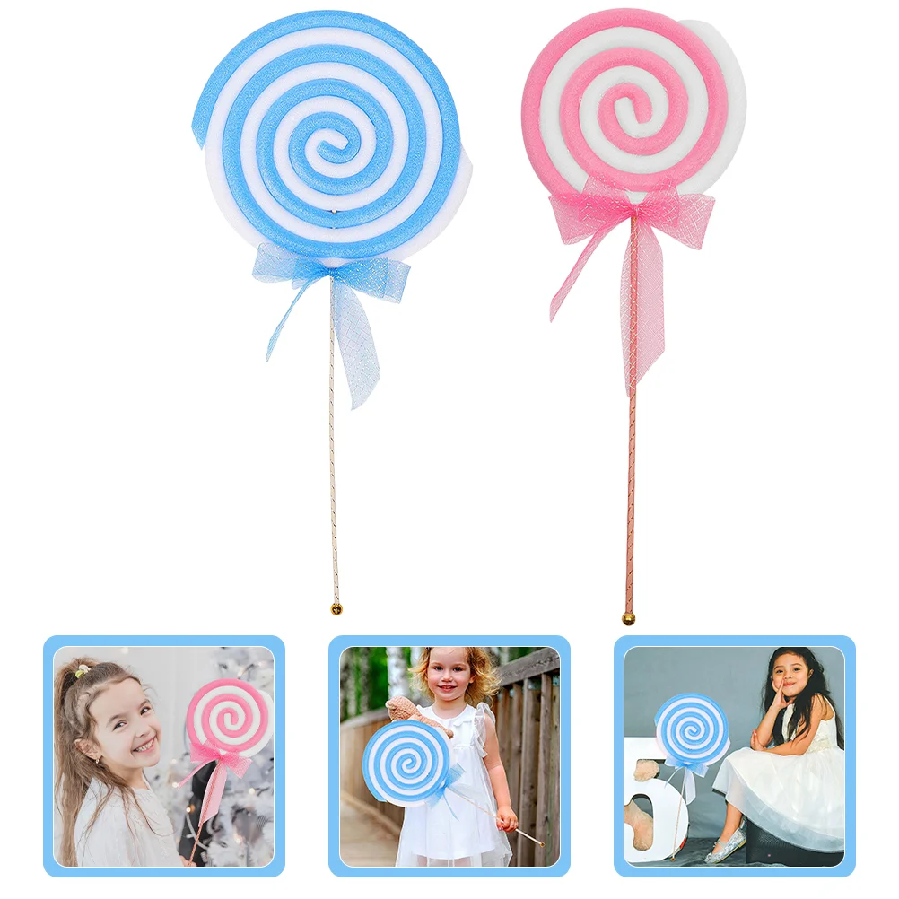 2 Pcs Photo Studio Props Festival Lollipop Model Lollipops Wedding Simulation Foam Kids Birthday Decorations Fake Food Cake