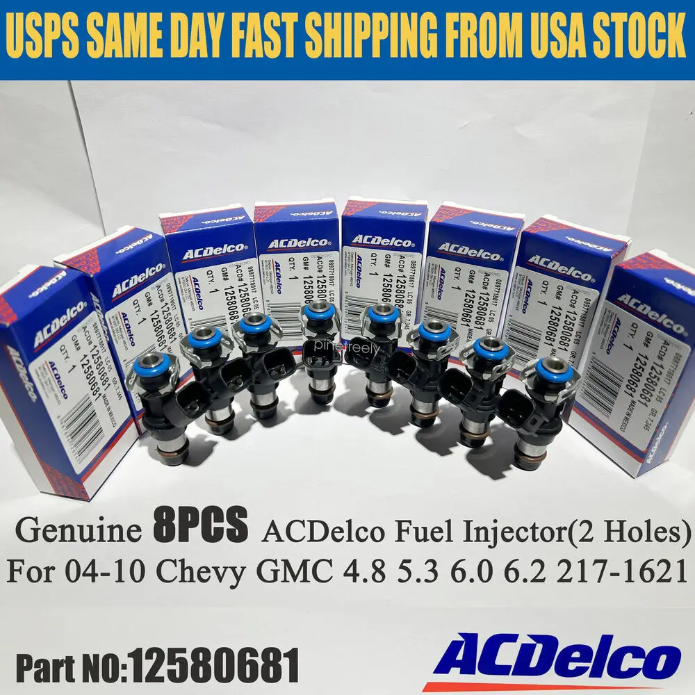 

Genuine 8X ACDelco Fuel Injector 12580681 For Chevy GMC 4.8 5.3 6.0 6.2 217-1621