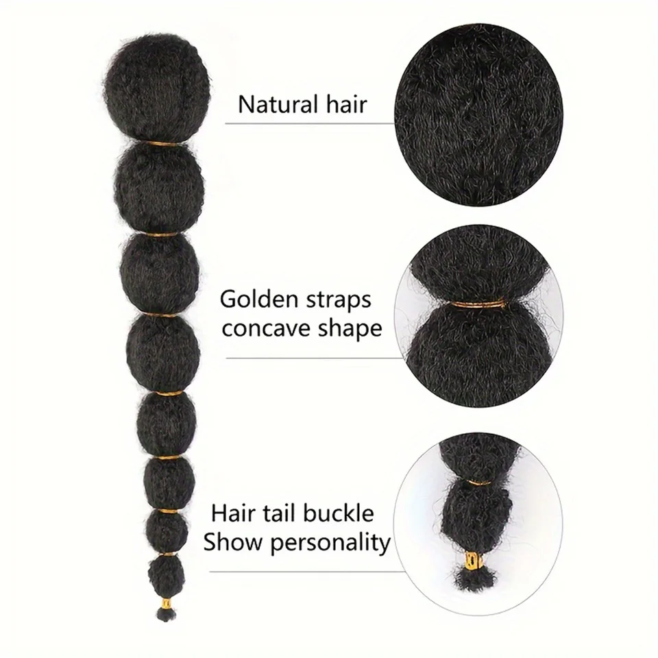 Extensión de cola de caballo afro kinky para mujer negra, 18/24 pulgadas, burbuja de linterna, trenzas falsas con cordón 3