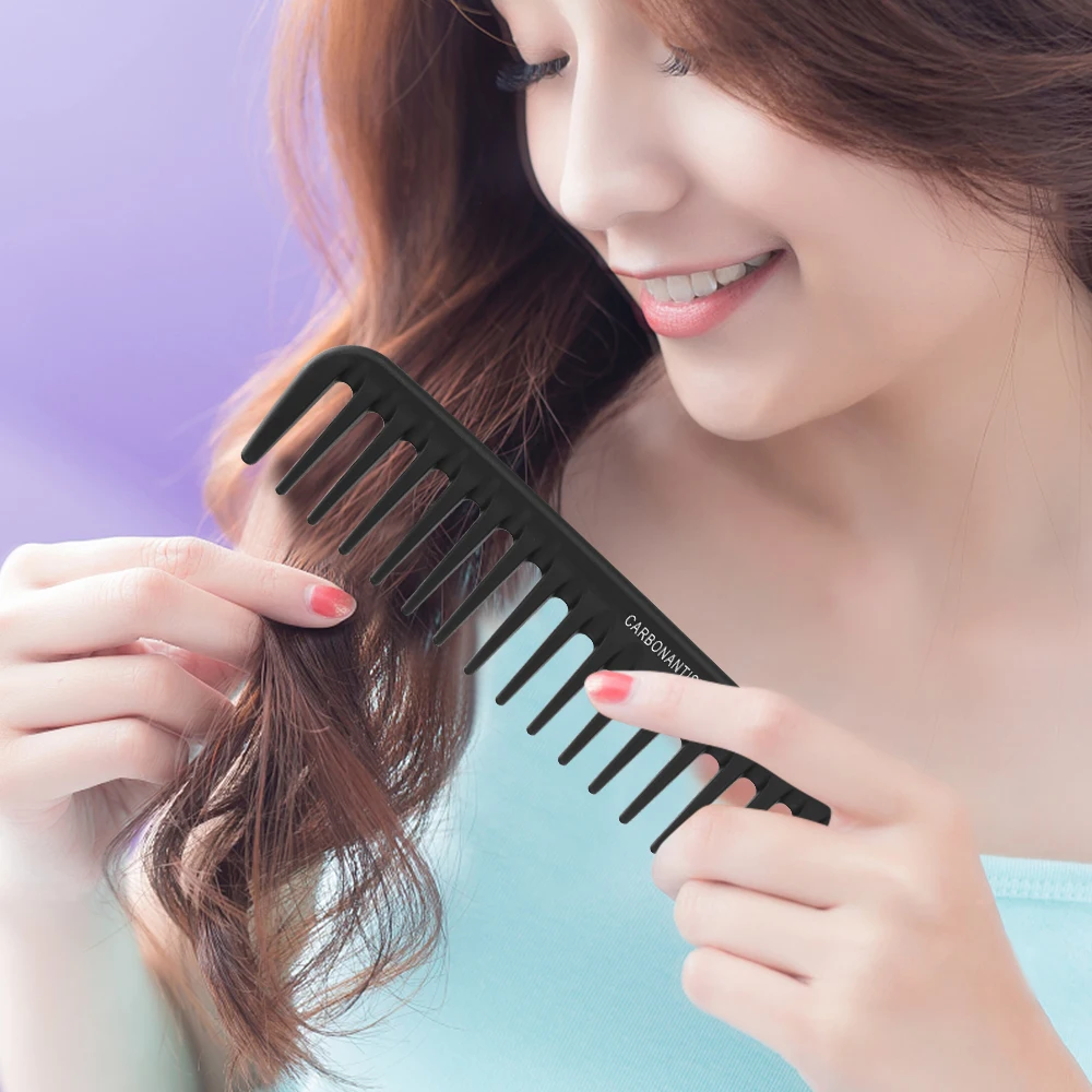 

Черная расческа для стрижки волос с широкими зубьями, мужская щетка для стрижки волос, профессиональная парикмахерская машинка для стрижки волос, парикмахерские карбоновые расчески