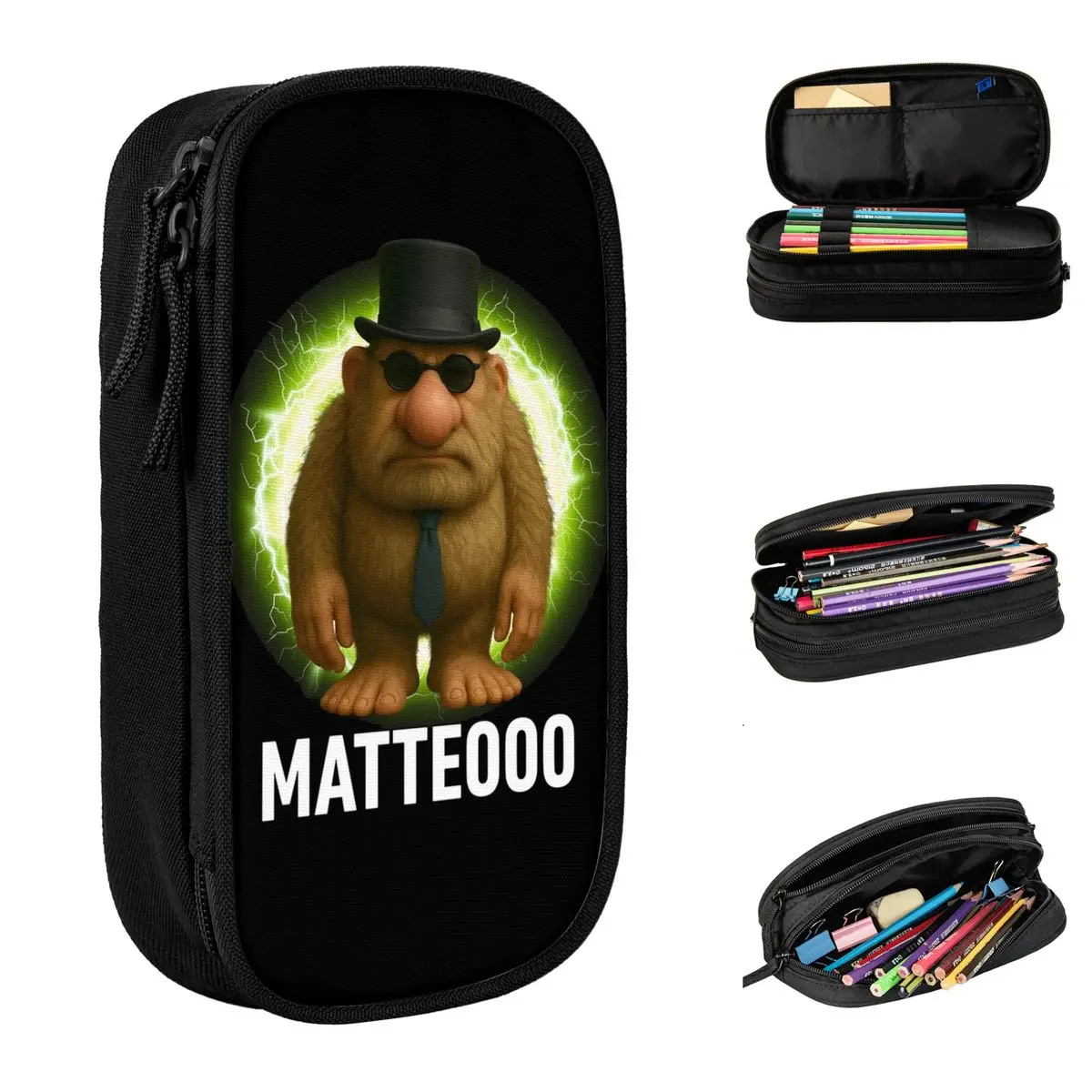Matteo الإيطالية Brainrot Meme Mateo Brainrot Mateooo مقلمة حامل قلم حقيبة الفتيات الفتيان اللوازم المدرسية الكبيرة هدية pencelcases