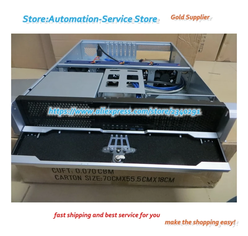 K2U550 2U هيكل خادم التحكم الصناعي قفل اللوحة الأمامية قوة الكمبيوتر USB3.0 توريد نوع رف مراقبة البيانات الصناعية