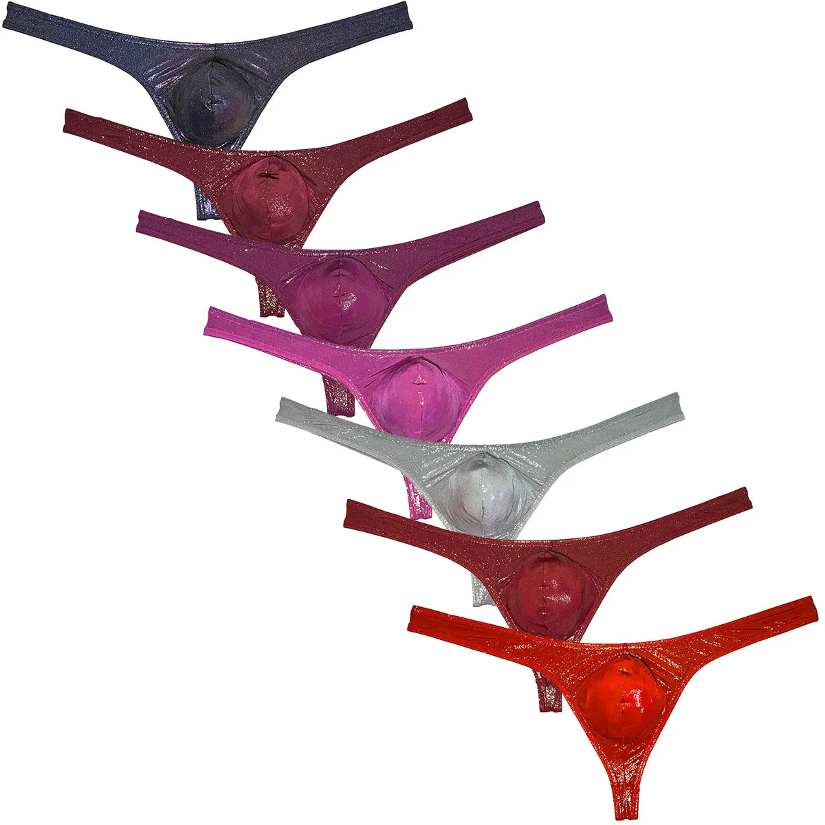 

Men's Shiny Thong Pouch Underwear Wet Look Male G-String Bikin Seductive Metallic Luster Underpant Stretch Beach Sexy Ice Silk