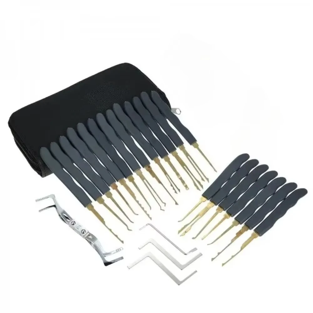 24/10Pcs Locksmith & Auto Lock Pick Tools Combo Kit for Beginners/Pros, Titanium-Plated Car Unlock Extractor Set