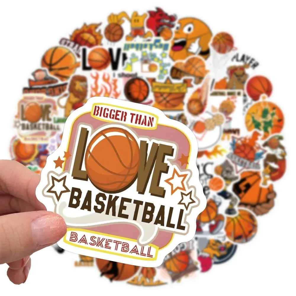 50 PCS Basketball Sticker For Laptop Cute Cartoon Ball Sports Sheet Scrapbooking Kids Toy Guitar Luggage Motorcycle Phone Decals