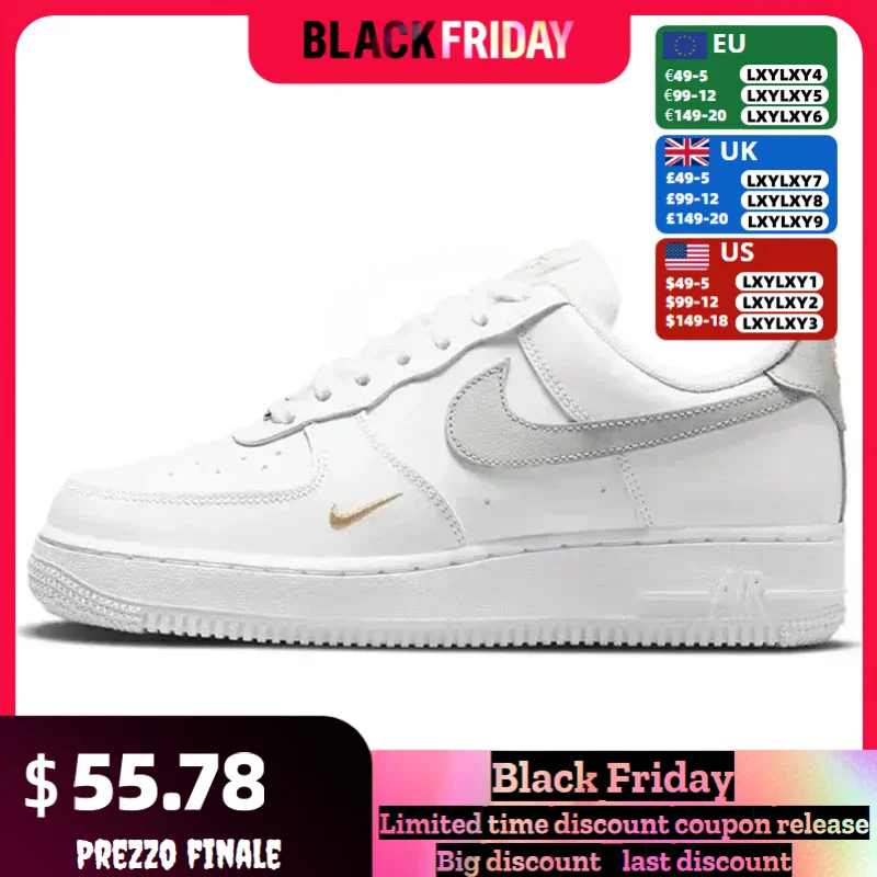 Nike-zapatillas Air Force 1 07 AF1 Essential para hombre y mujer, zapatos de Skateboarding, Mini gancho, amortiguación antideslizante, resistente al desgaste, frijol Mung Ash