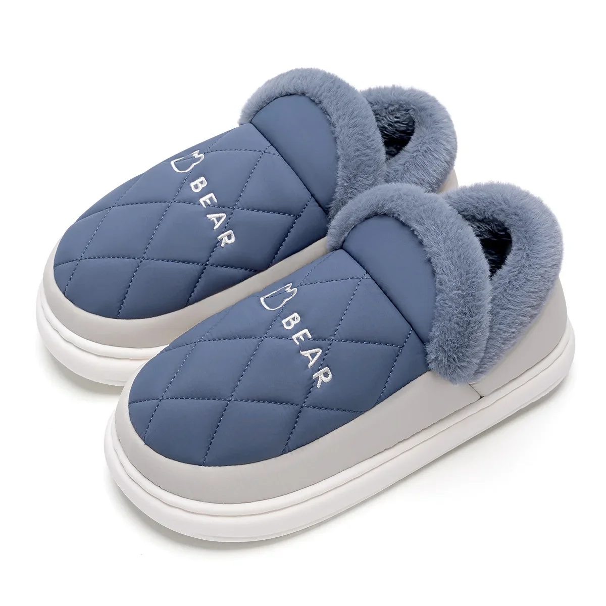 Winter Women Slippers Warm Home Furry Shoes Platform Plush Slides Indoor Outdoor Soft Anti-Slip Men Thick Sole Floor Flats