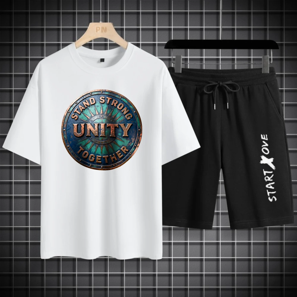 Men's T-shirts Sets men's clothing Short Sleeve+ Shorts Fashion Summer drip clothing Breathable Polyester clothing set