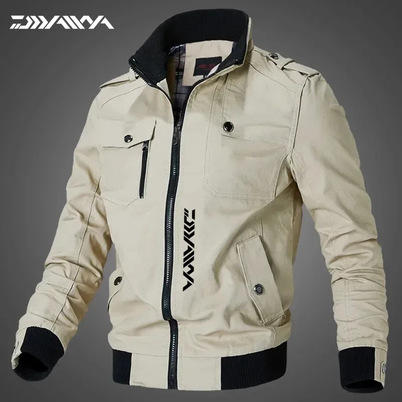 2024 Fishing Tactical Jackets Men Spring Autumn Winter Pilot Jackets Cotton Coat Fashion Casual Cargo Slim Fit Clothes Hiking