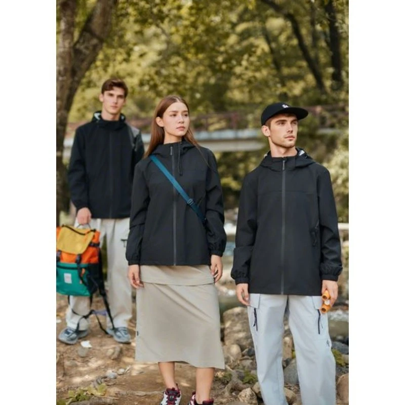 

Spring and Autumn New Men's and Women's Casual Outdoor Hooded Jacket Breathable Lightweight and Windproof Hiking Zipper Coat