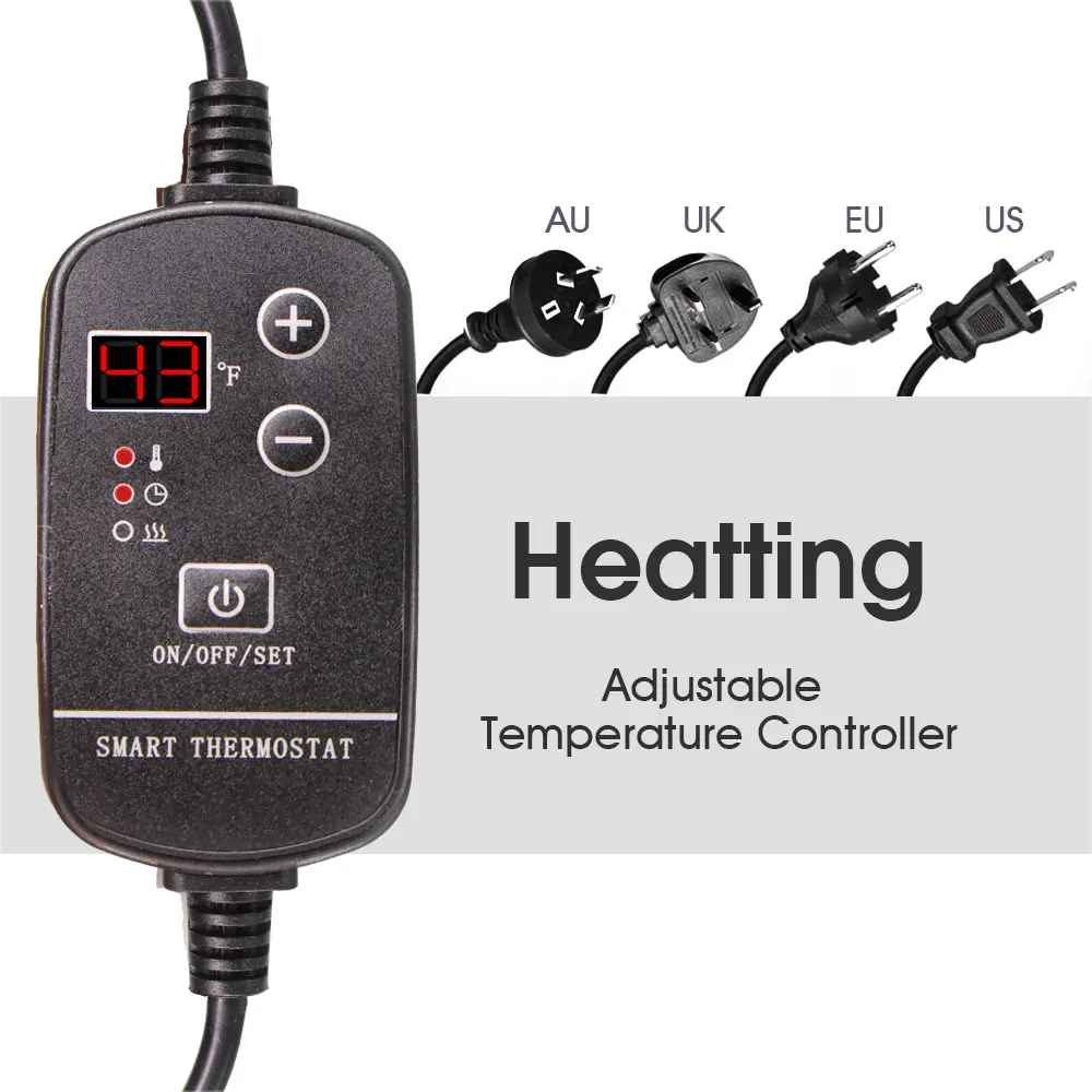 7-100W Jardín 16 ℃ hasta 45 ℃ Estera calefactora de plántulas con termostato ajustable para plantas de invierno, almohadilla calefactora para