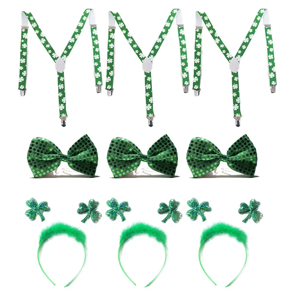 9pcs-st-patrick's-day-costume-set-suspenders-headdress-tie-elastic-adjustable-fashion-party-accessories-for-jeans-trousers-daily