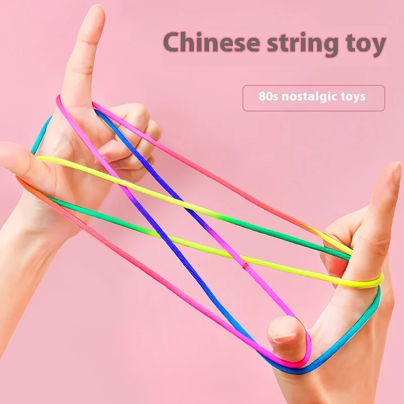 5-20 stücke Regenbogen Farbe Wiege Seil Finger Spiel Klassische Seil Linie Spielzeug Seil Hand Seil Puzzle Spiel Erstellen spielzeug Liefert – Detail 5
