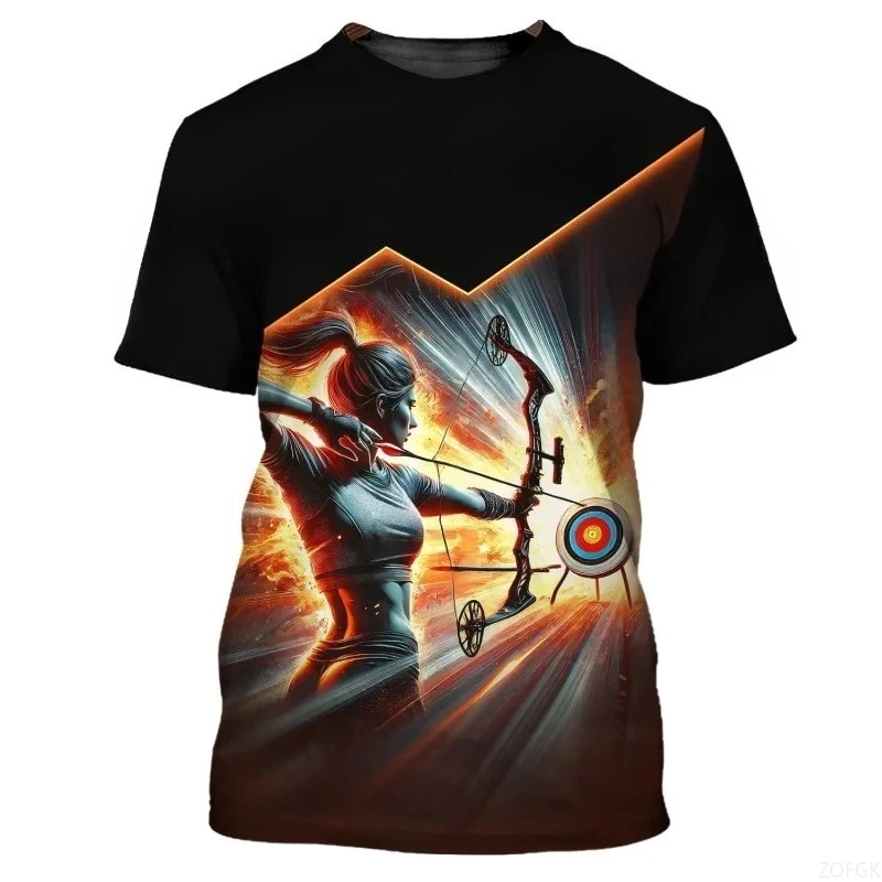

Summer sports 3D full print archery pattern men's and women's loose round neck fashionable short sleeved shirt