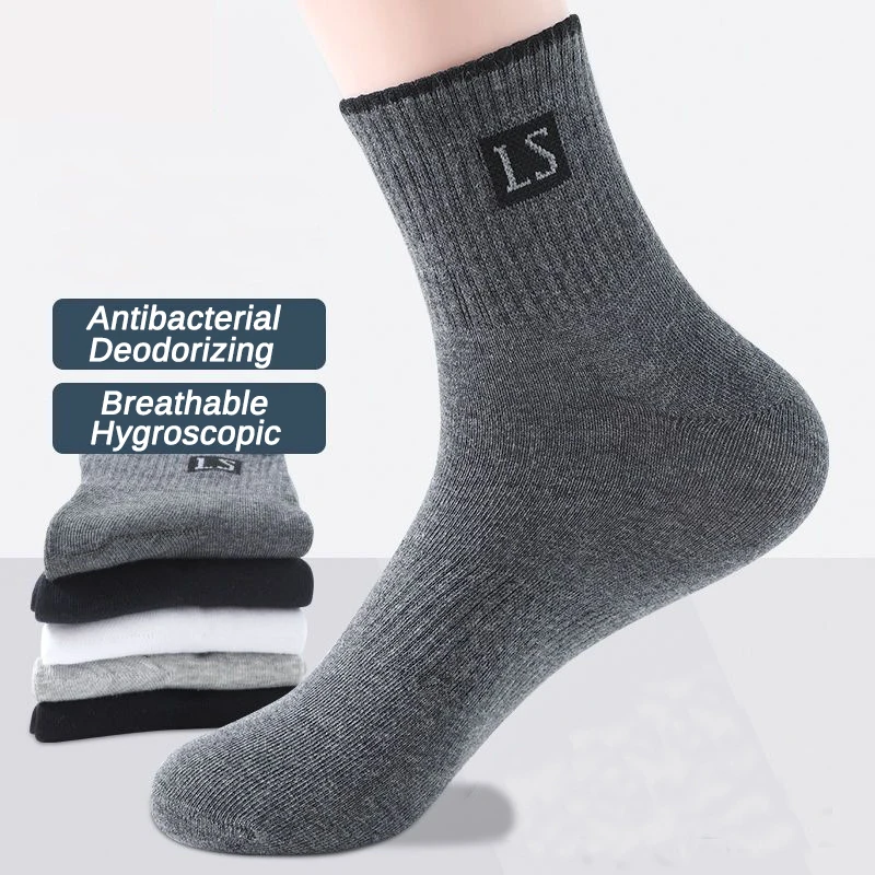 5 Paar Sportsokken Heren Mid-Tube Sox Katoen Anti-Geur Ademend Casual Sokken Zweet-Absorberende Loopcomfort Mid Tube Sokken