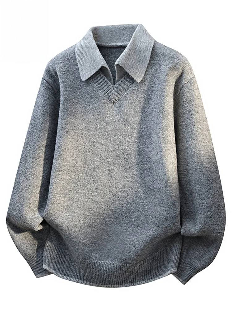 

Men's Thiened Winter Knitted Sweater Casual Stand Collar Base Layer irt Fake Two-Piece Comfortable Loose Fit Long...