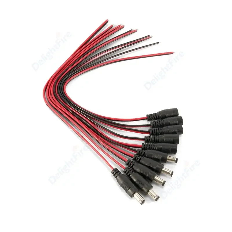 5.5 2.1mm Female Male Plug Pigtail Cables 5V 12V Barrel Jack Plug Wire Connector For LED Strip CCTV Camera AC/DC Power Adapter