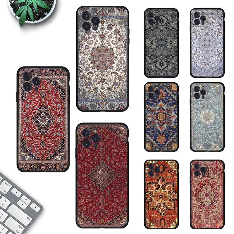 Persian Carpet Floral Pattern Phone Case Silicone Soft For iphone 14 13 12 11 Pro Mini XS MAX 8 7 6 Plus X 2020 XR Shell