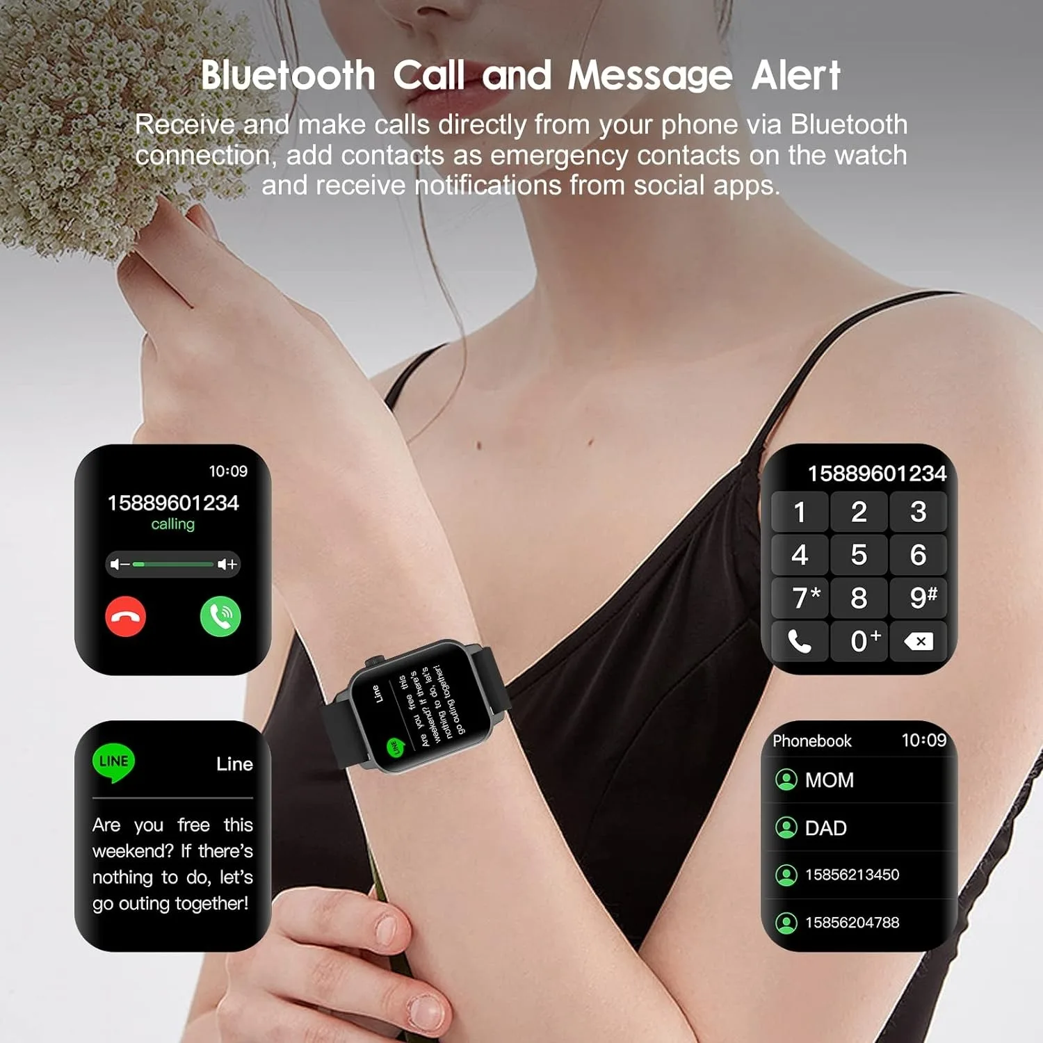 Kingstar นาฬิกาอัจฉริยะหน้าจอสัมผัสขนาด1.69นิ้วสำหรับผู้ชายผู้หญิง IP67กันน้ำสายรัดข้อมือฟิตเนสวัดอัตราการเต้นของหัวใจ