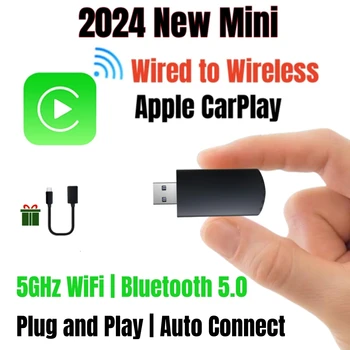 2024 Wireless Car Play Stick for Cars with CarPlay Wireless Adapter Wired CarPlay & IOS 5Ghz Wi-Fi USB Stick Direct Plug & Play