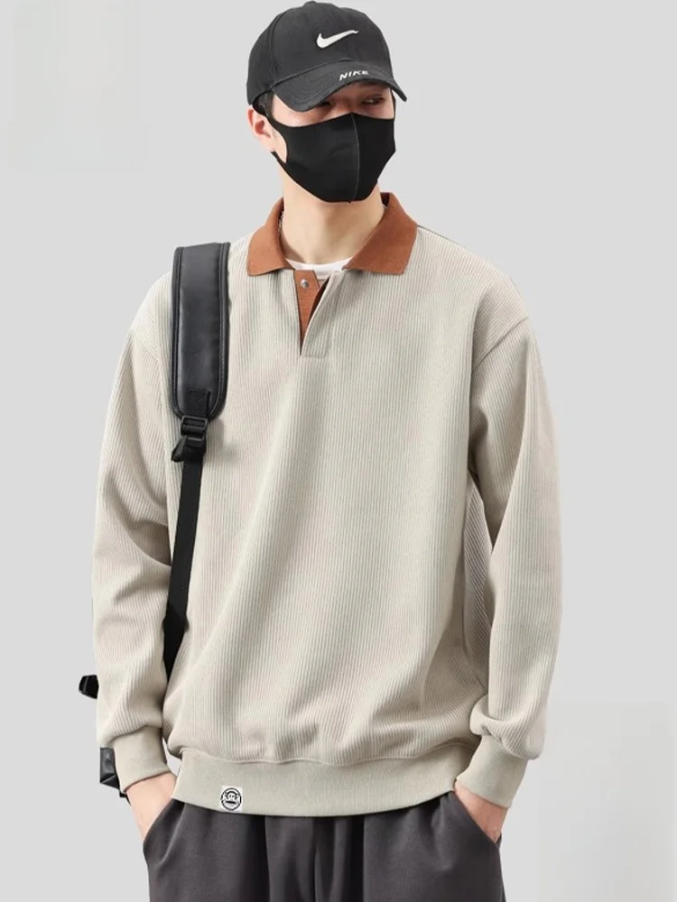 

Heavyweight Ne T-irt Hoodie Men's Autumn New Casual Loose Long Sve Top Comfortable Cotton Polyester Blend