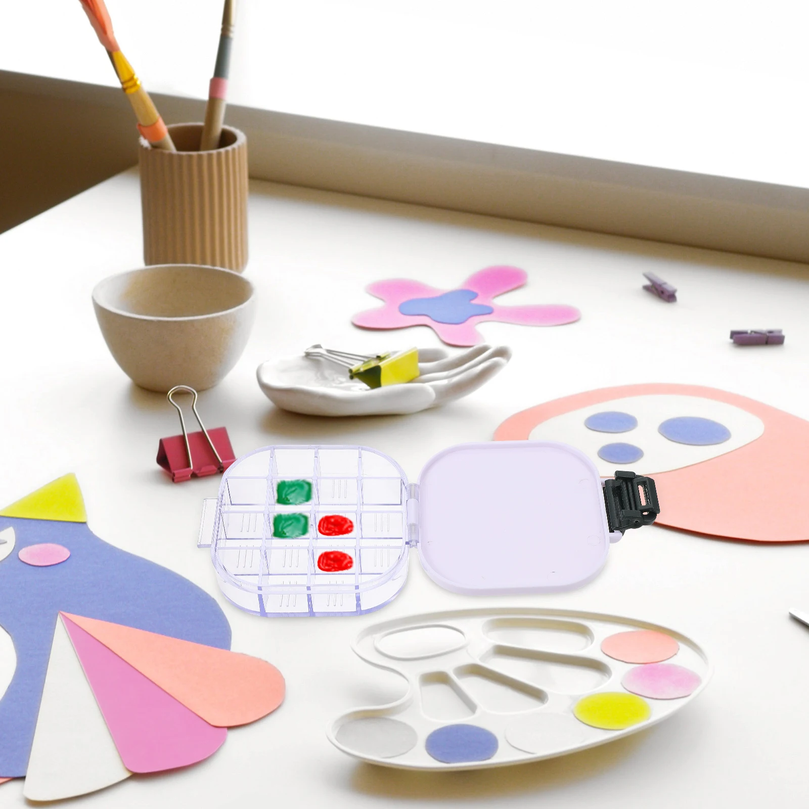 

16 Compartments Plastic Pigment Box Watercolor Color Mixing Case Painting Storage Tray Art Craft Container Artists Students