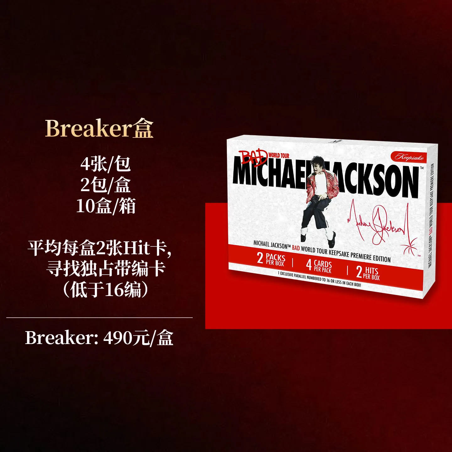 2025 Keepsake Michael Jackson BAD World Tour Card Hobby Genuine