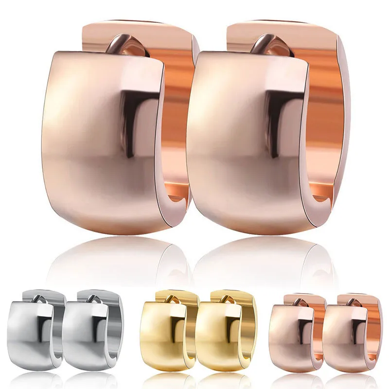 ZORCVENS Rose Gold Color Stainless Steel Hoop Earrings for Women Small Simple Round Circle Huggies Ear Rings Accessories