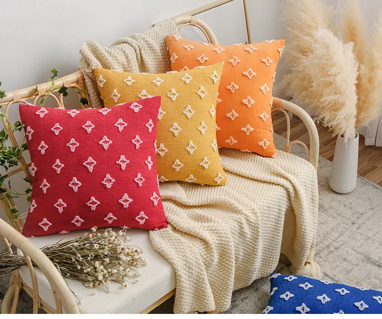 

embroidered star pattern cushion cover throw pillow case sofa decor