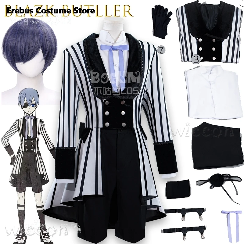 Disfraz Ciel Cosplay Phantomhive déguisement d'halloween Lycoris Radiata ensemble noir et blanc Anime déguisement de noël