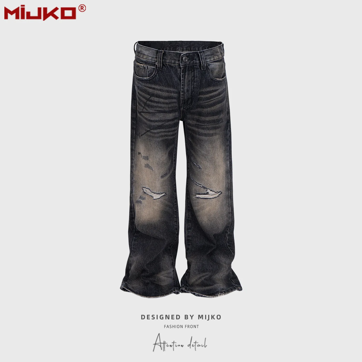 

MIJKO Jeans American Distressed Black Straight Jeans