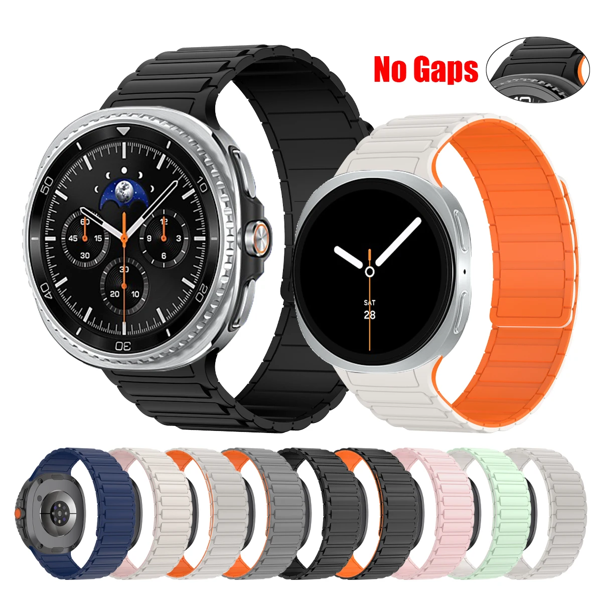 Magnetisches Silikonarmband für Samsung GalaxyWatch 8 Classic 46 mm, kein Lückenband für Galaxy Watch 8 40 mm 44 mm, Ersatzarmband Correa
